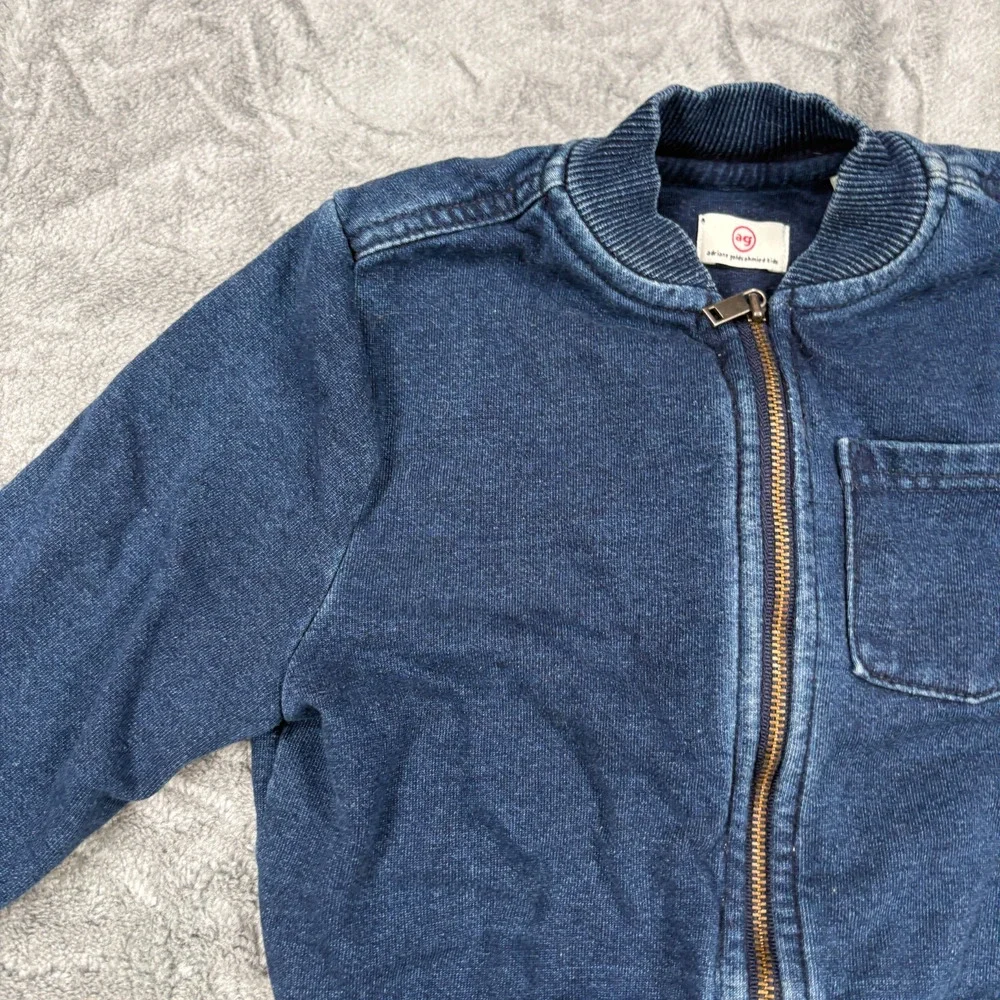 Adriano Goldschmied Toddler 2T Blue Denim Look Full Zip Jacket Cotton Ribbed Hem